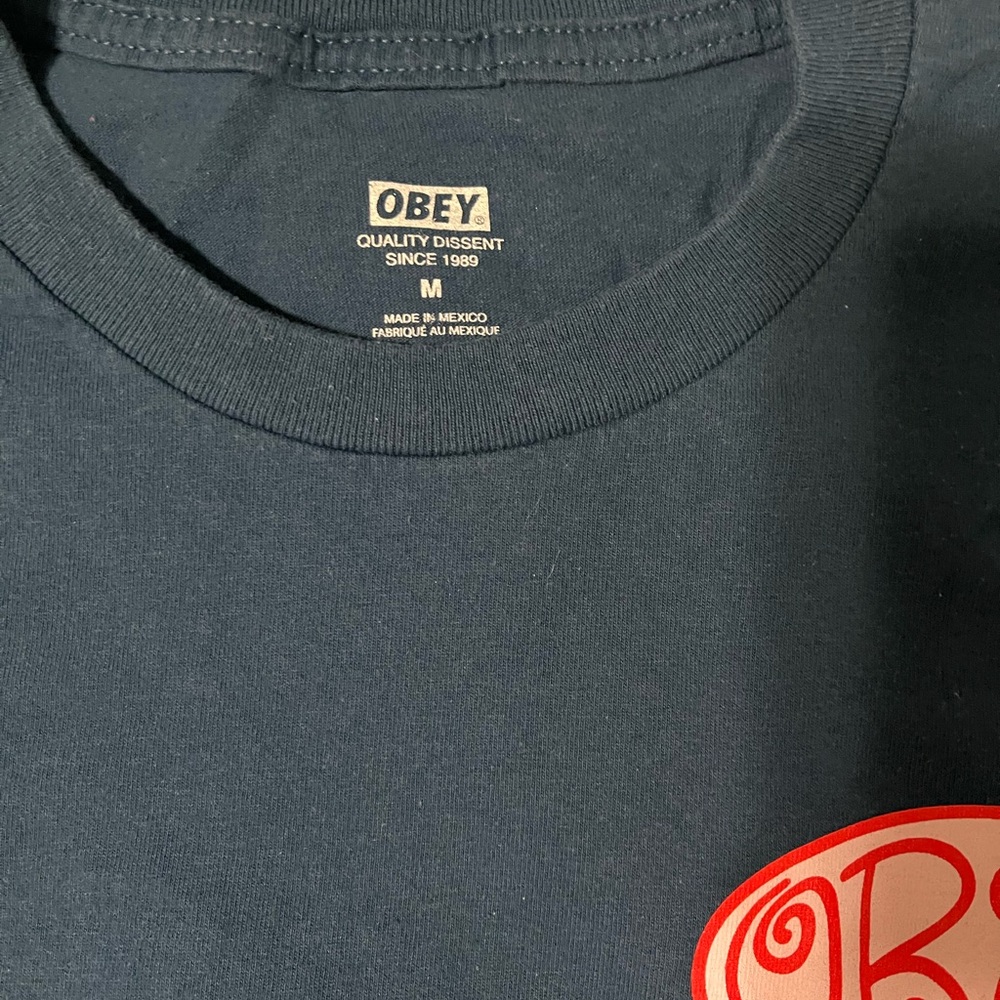 Obey Dark Blue Tee with Red Graphic